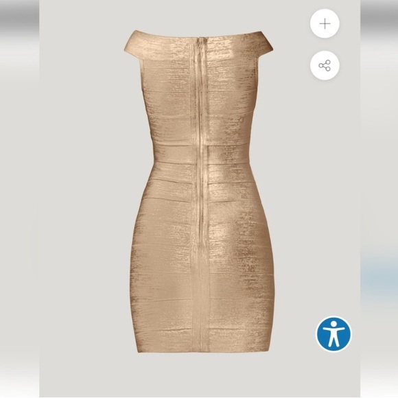 Herve Leger gold shimmer criss cross foil bodycon bandage dress XS NWT - Picture 6 of 13